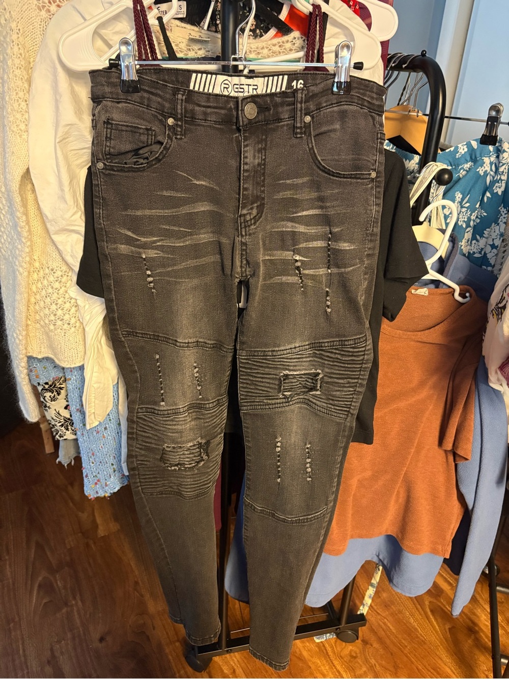 Free People Black Distressed Skinny Jeans